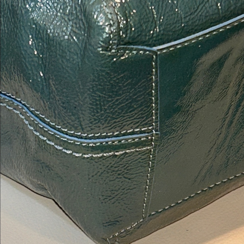 Coach Bleeker Teal Italian Cracked Leather Tote - Picture 12 of 17